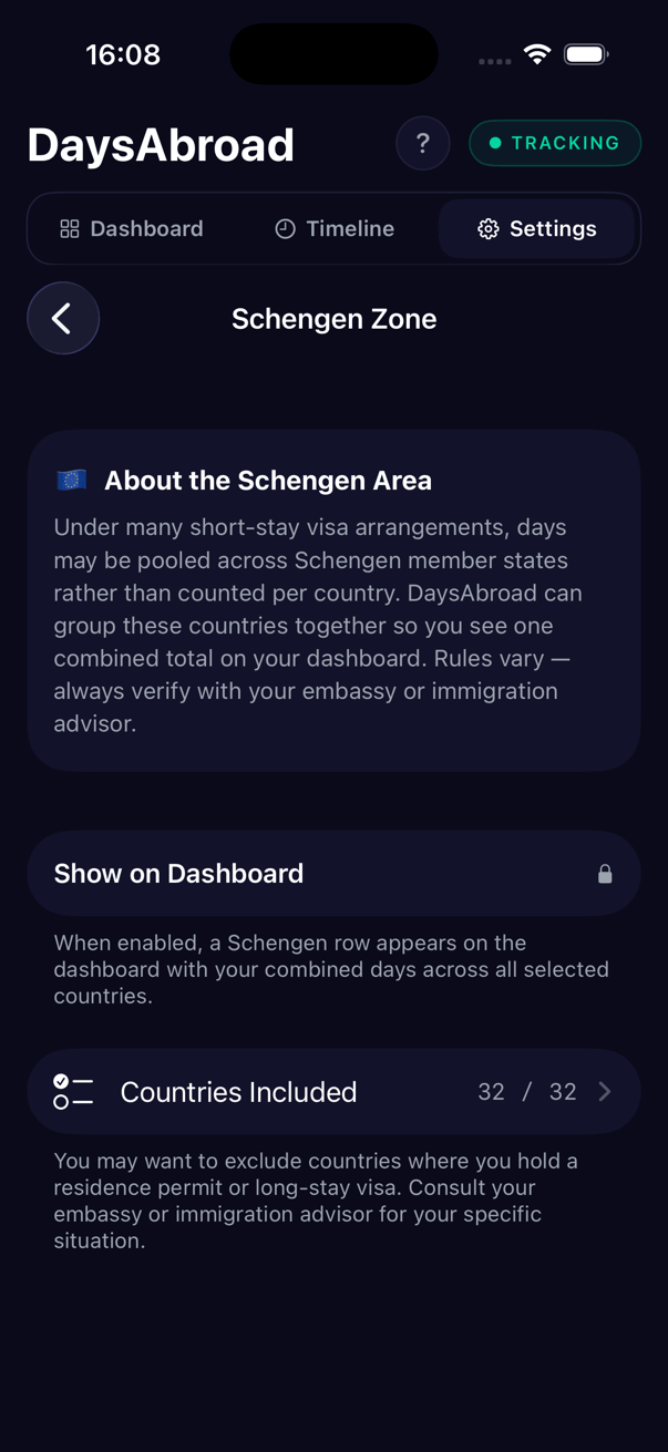 Schengen zone configuration